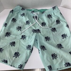 Bonobos Men’s Swimming Trunks Shorts Small Teal with Blue Octopus Pockets